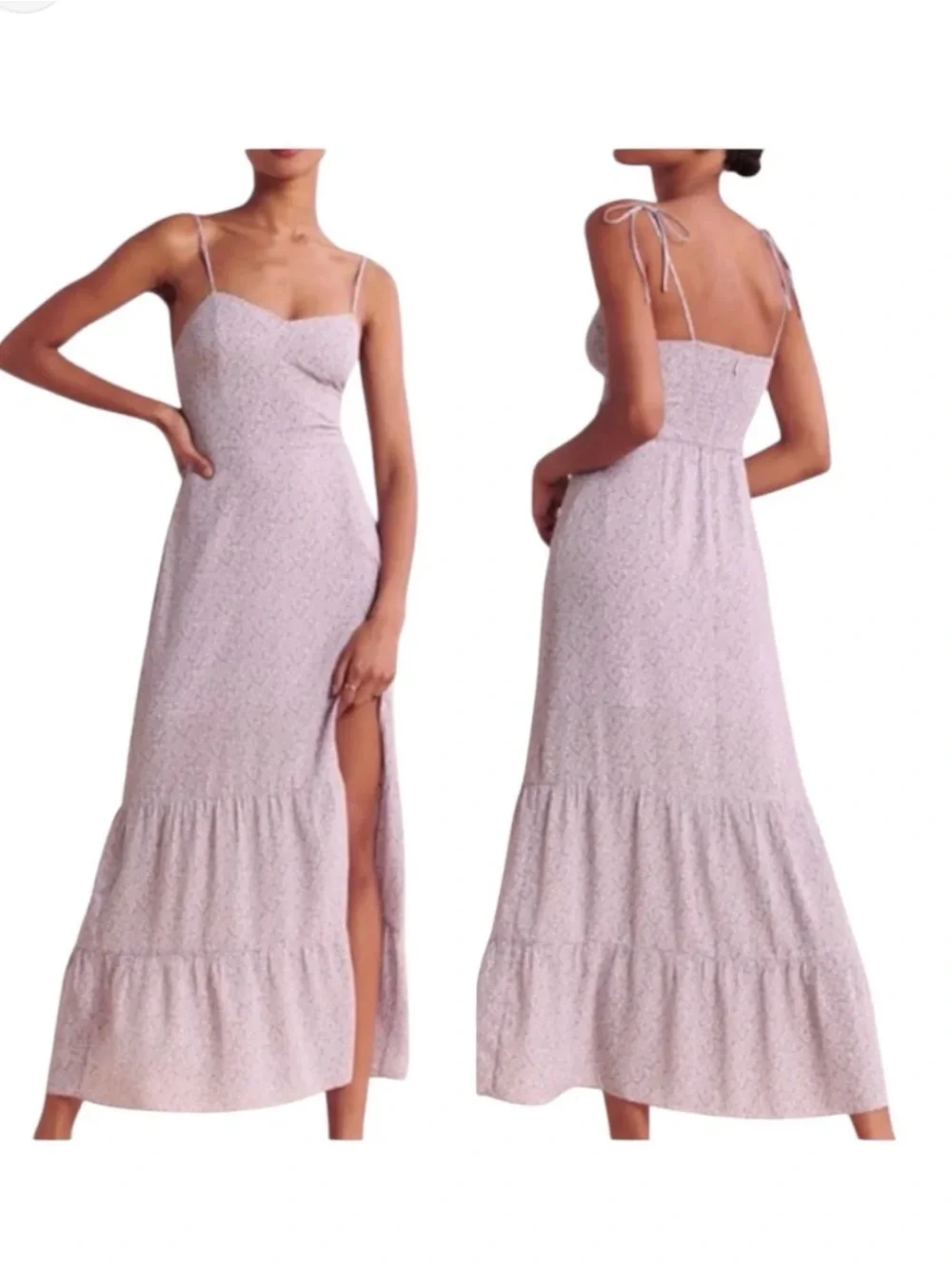 Abercrombie & Fitch Lilac Spaghetti-Strap Floral Maxi Dress